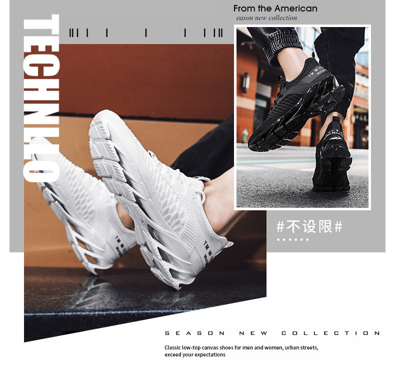 2025Summer New Men's Shoes Non-Slip Blade Shoes Men's Running Shoes Breathable Flyknit Mesh Shoes Sports Casual Shoes