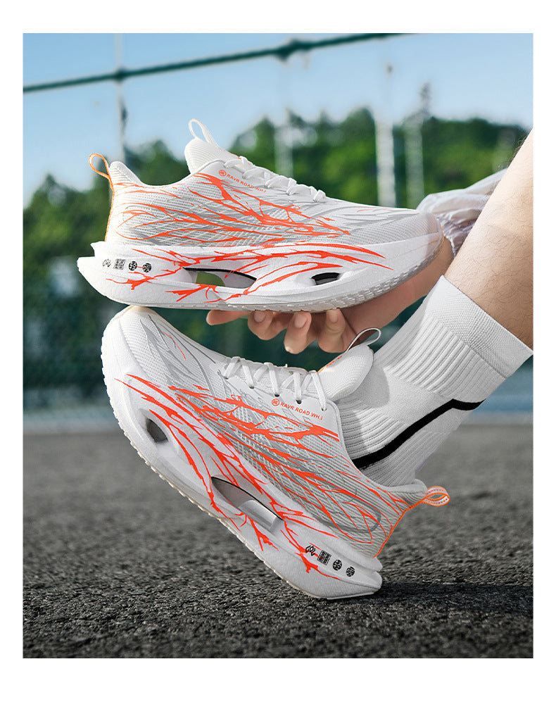 Autumn Winter New Double Mesh Thickened Parent-Child Fluorescent Fashion Casual Sports Shoes Really Soft Bottom Carbon Plate Lightweight Running Shoes