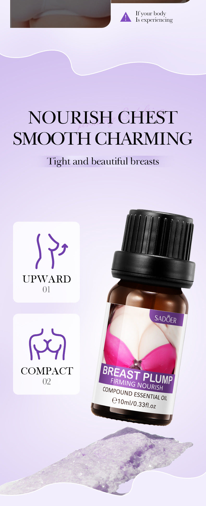 Full English Feng Yun Beauty Breast Essential Oil SADOER Moisturizing, Firming, Nourishing Breast Care Essential Oil  Wholesale