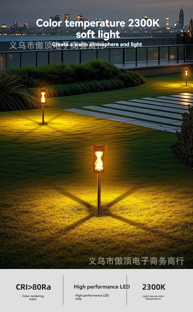 Outdoor Solar Hourglass Lawn Lamp Waterproof Garden Ground Plug Lamp Garden Landscape Lighting Lawn Atmosphere Decorative Lamp