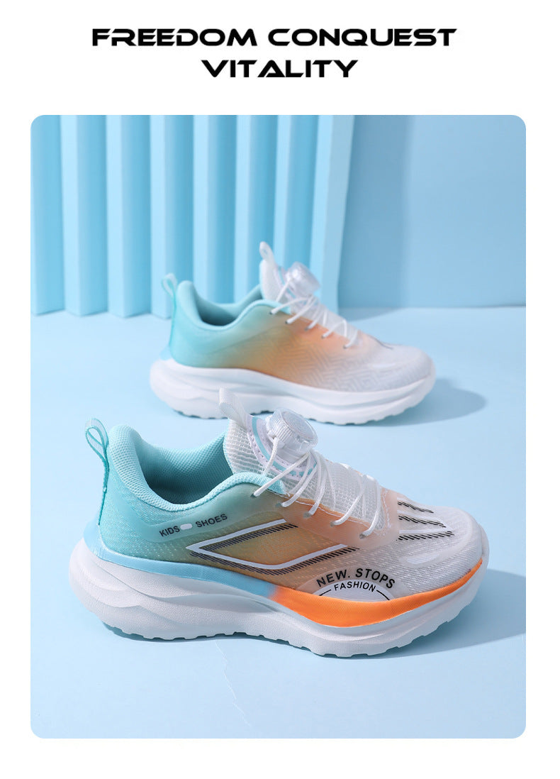 Spring and Summer New Children's Comfortable Breathable Button Running Shoes Fashionable Casual Kids Shoes Non-Slip Wear-Resistant Boys' Sports Shoes