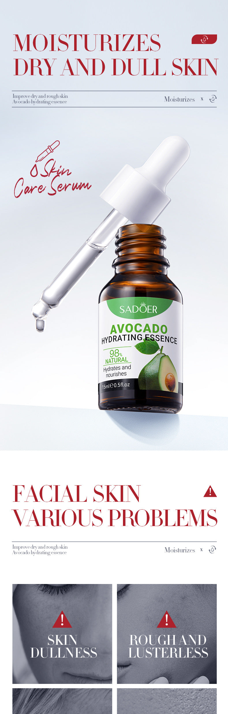 Cross-border Fruit Essence15ml Plant Avocado Moisturizing Apple Hydrating Nourishing Export Manufacturer Wholesale