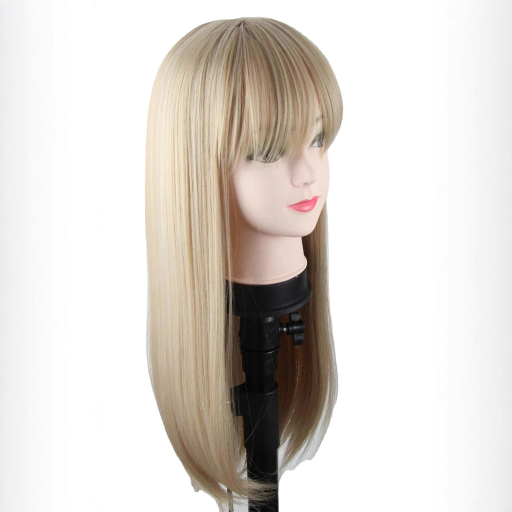 High-Temperature Fiber Wig for Women, Realistic Long Hair, Middle Part, Long Straight, Natural and Lifelike, Two-Tone Full Head Wig wigs