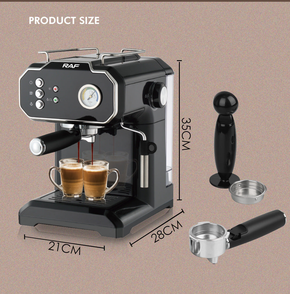 European Standard  Italian Coffee Machine for Home Use, Small Semi-Automatic High-Pressure Steam Milk Frother for Office R104