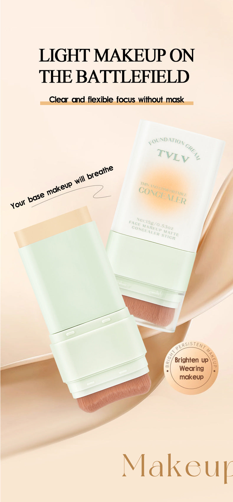 E-commerce Dropshipping Yellow Black Skin Foundation Double-ended Concealer Foundation Stick Waterproof Non-smudge Wholesale Cosmetics