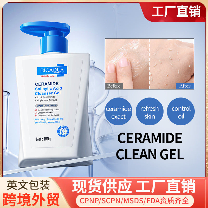 BIOAOUA Ceramide Salicylic Acid Cleansing Gel Cleansing facial cleanser  foreign trade wholesale