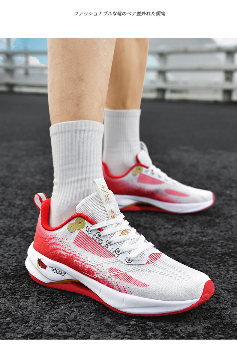 Summer Men's Fashion Breathable Sneakers Student Outdoor Trendy Lace-up Thick-soled Low-top Casual Running Shoes