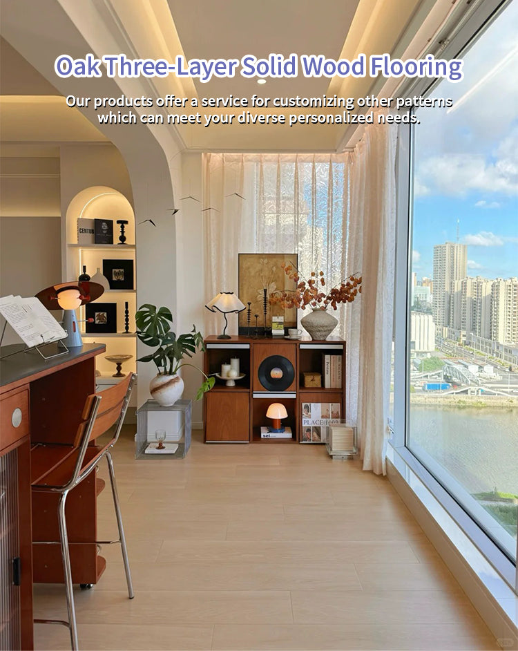 Custom Engineered Solid Wood Oak Hardwood Flooring Premium Three Layer Waterproof Flooring Outdoor Use Park Villas Offices