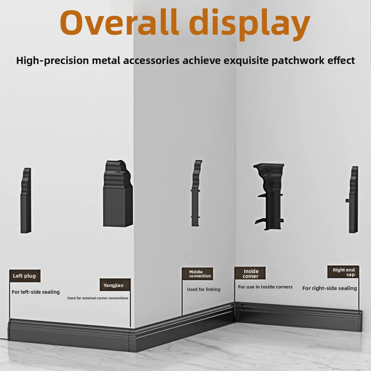 Aluminum alloy skirting board7cm Ultra-narrow double-layer snap-on skirting board, ultra-thin self-adhesive metal aluminum alloy baseboard