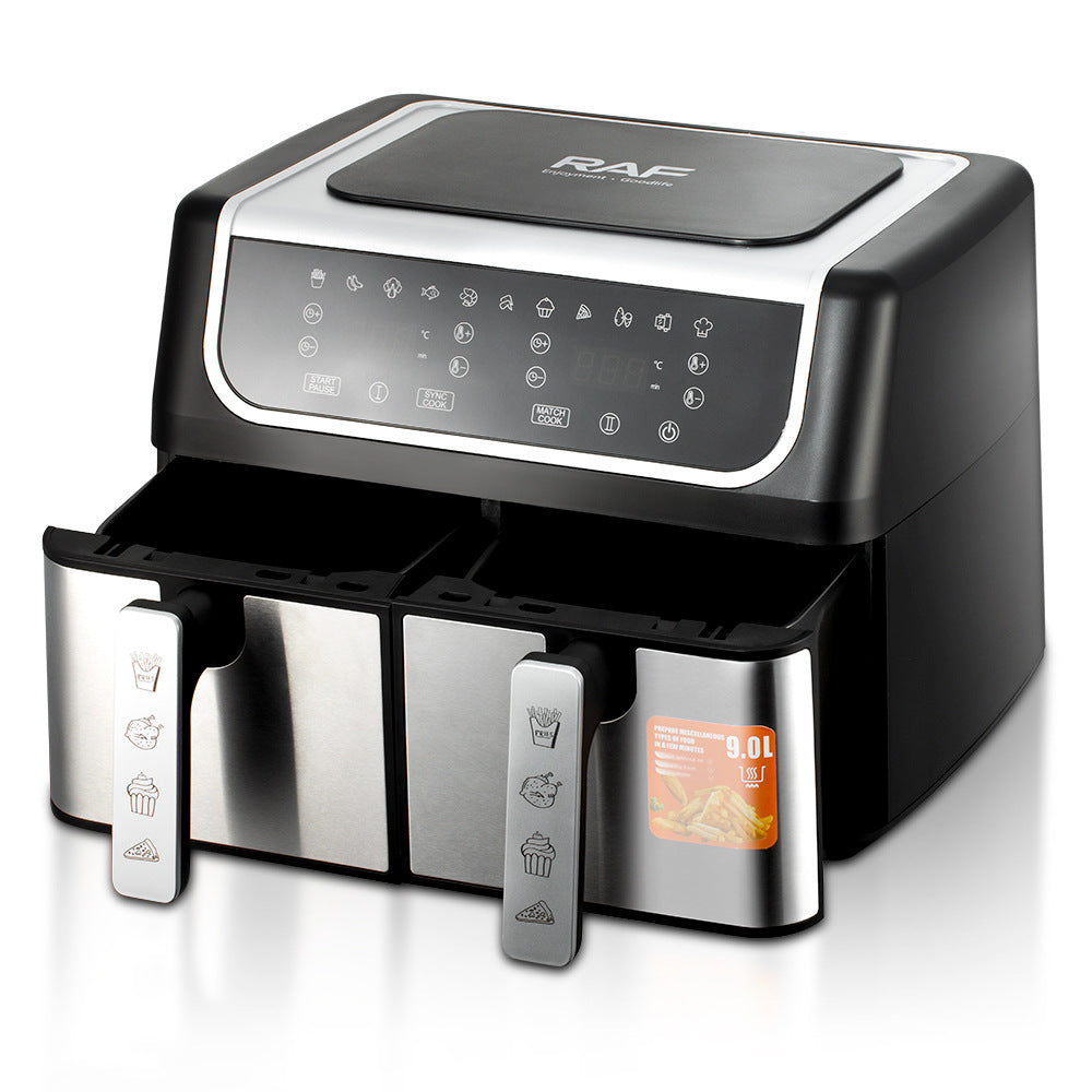 RAF European Standard Dual Tank Air Fryer Dual Compartment Large Capacity Multi-Function Dual Pot Dual Basket Smart Touchscreen Oil-Free