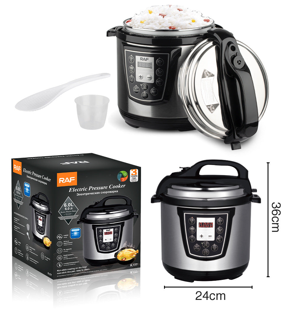 Electric Pressure Cooker Household Multi-Functional Rice Cooking Stewing Soup Open Lid Sauce Collection Can Reserve Rice Cooker Pressure Cooker6L