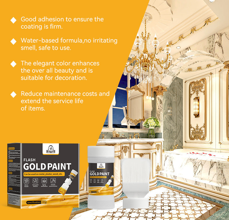 Water-based Gold Foil Paint Gold Paint Water-based Paint Iron Art Iron Door Railing Renovation with Brush Paint Manufacturer