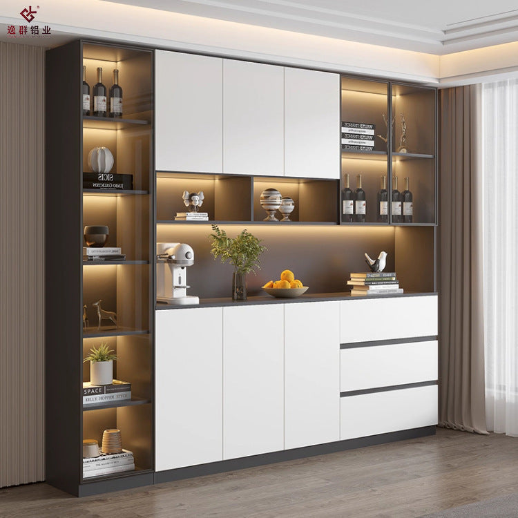 Aluminum Alloy Sideboard Wall-Mounted Integrated Storage Cabinet Wine Cabinet Living Room Household High Cabinet Kitchen Bowl Cabinet Storage Cabinet Manufacturer