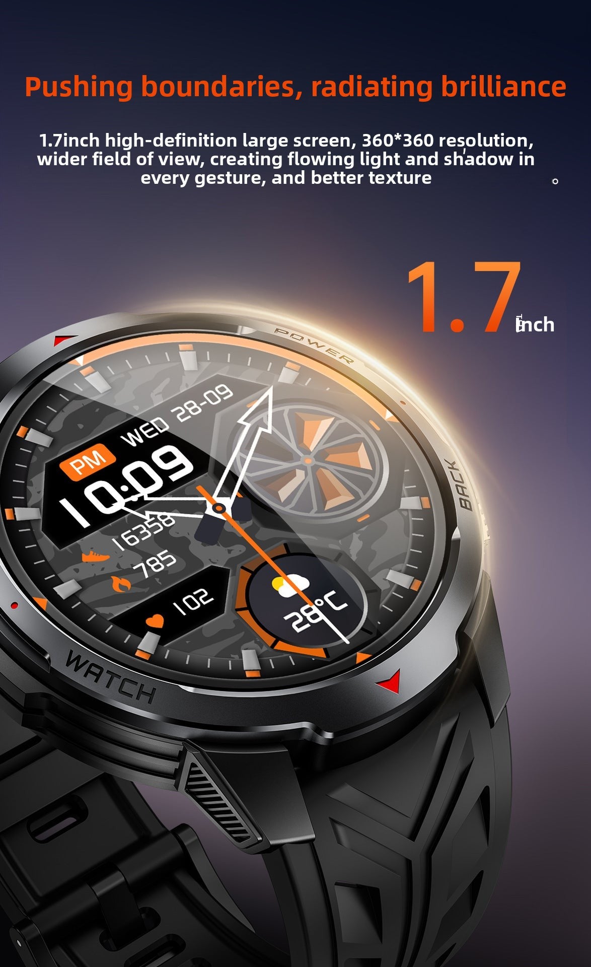 KT88Smart Watch Bluetooth Call Heart Rate Pedometer Sleep Compass Flashlight Deep Waterproof Three-Proof Sports