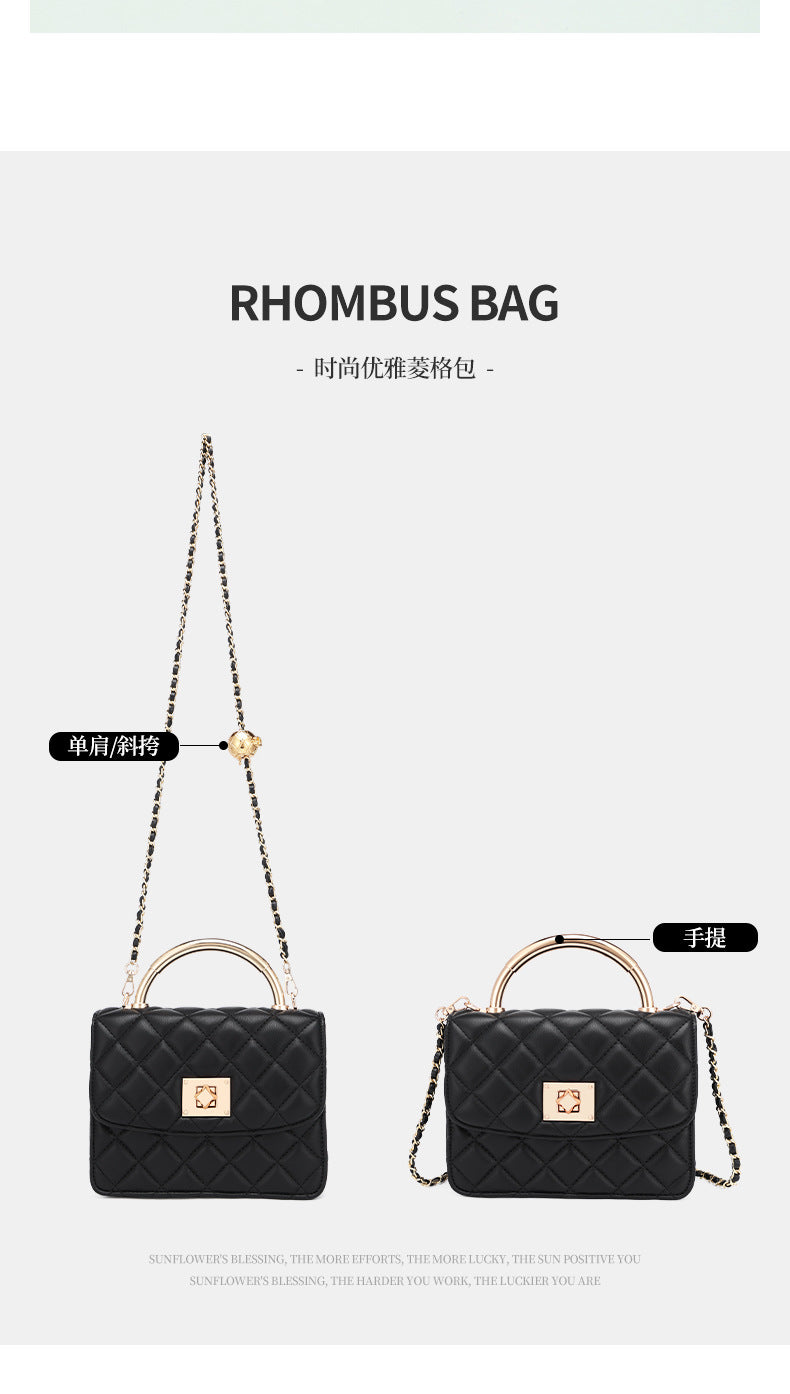 European and American Style Small Square Bag New Diamond Embroidery Women's Bag Niche Versatile Fashion Chain Crossbody Women's Bag Single Shoulder Small Square Bag
