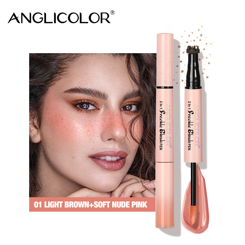 Dual-Head Freckle Pen Blush Liquid Two-in-One Natural Spot Enhancer Waterproof Long-Lasting Mole Spot Pen