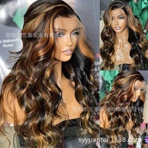 Highlight Lace Front Wig Ombre Light Brown Synthetic Wigs