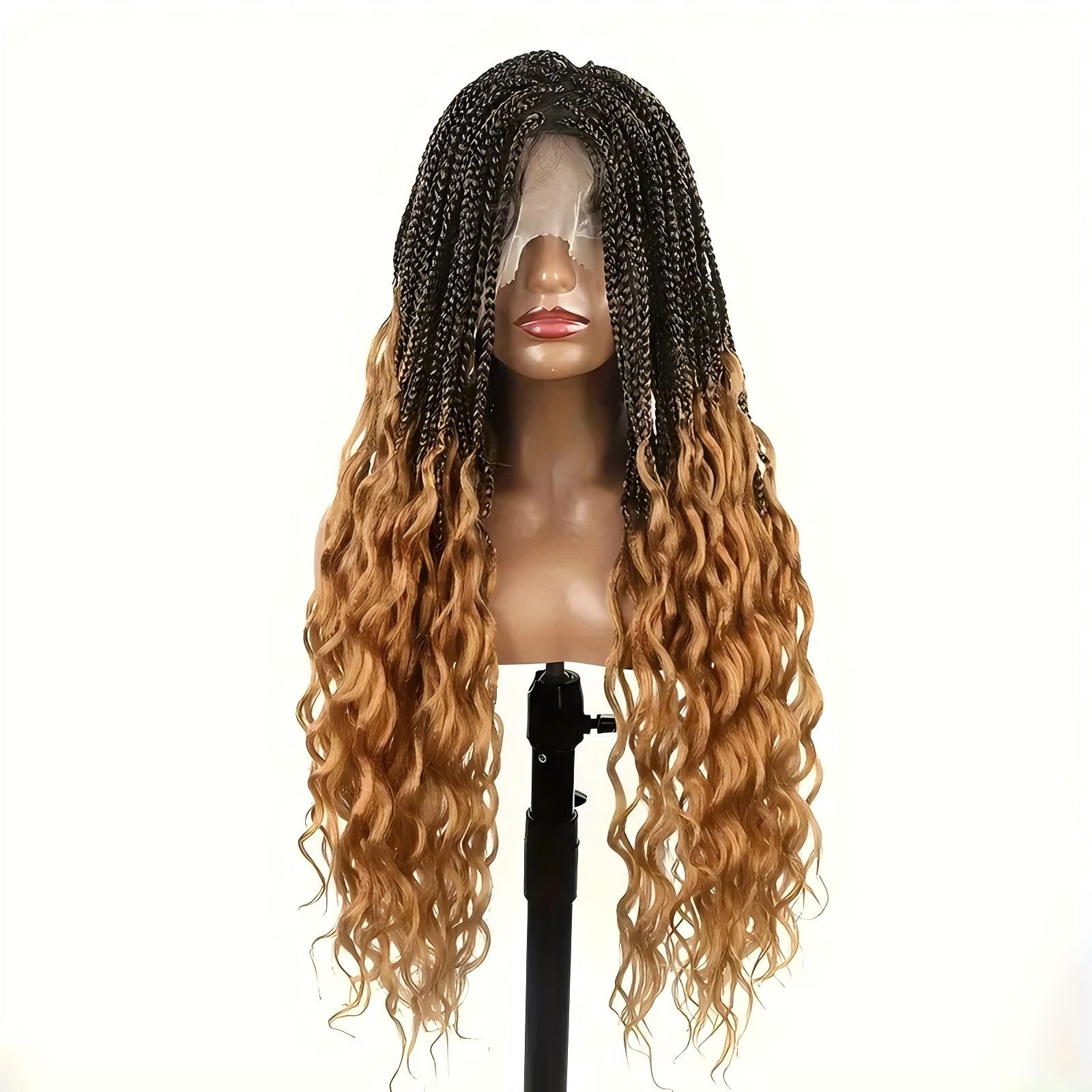 European and American Cross-Border Full Lace Three-Strand Braid Wig Synthetic Fiber Machine-Made Wig for Women Long Curly Hair