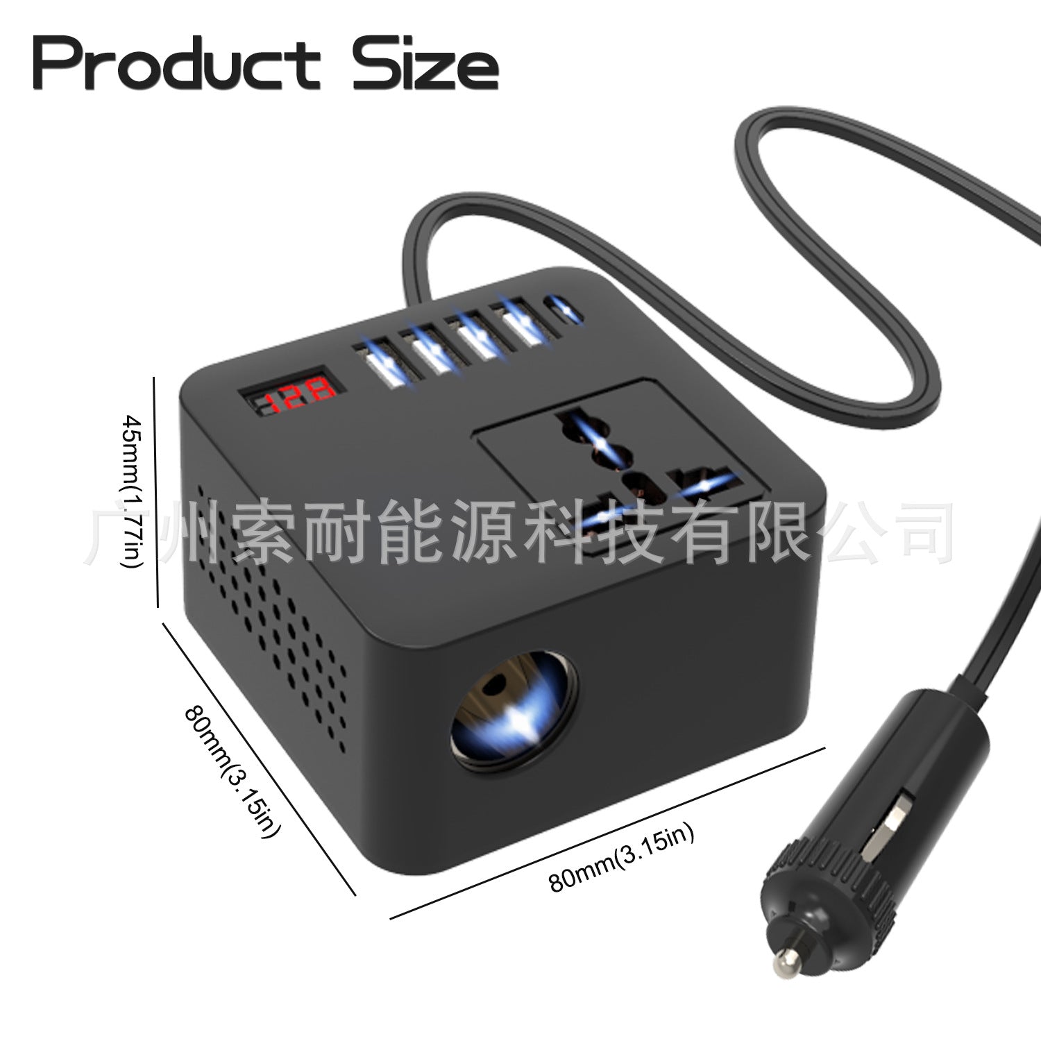 Vehicle Inverter150W12V/24V Turn120V/220V 4个USB Mouth1个Type-C Fast Charging Port