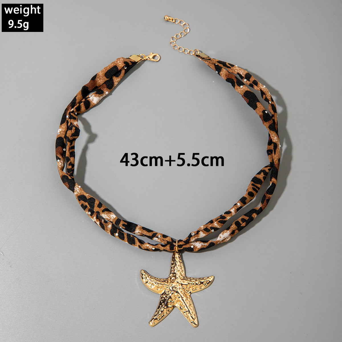 European and American Style Ocean-themed Cross Conch Starfish Pendant Leopard Print Exaggerated Necklace Collarbone Chain Jewelry