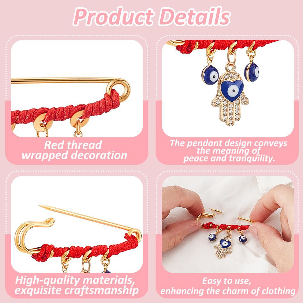 Devil's Eye Brooch for Women Simple Palm Pin Creative Eye Cross Pendant Blue Eye Heart Brooch