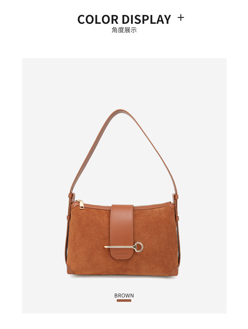 European and American New Style Deer Antler Leather Bag Single Shoulder Underarm Bag Light Luxury Fashion Women's Bag Genuine Leather Crossbody Women's Bag Niche Large Capacity
