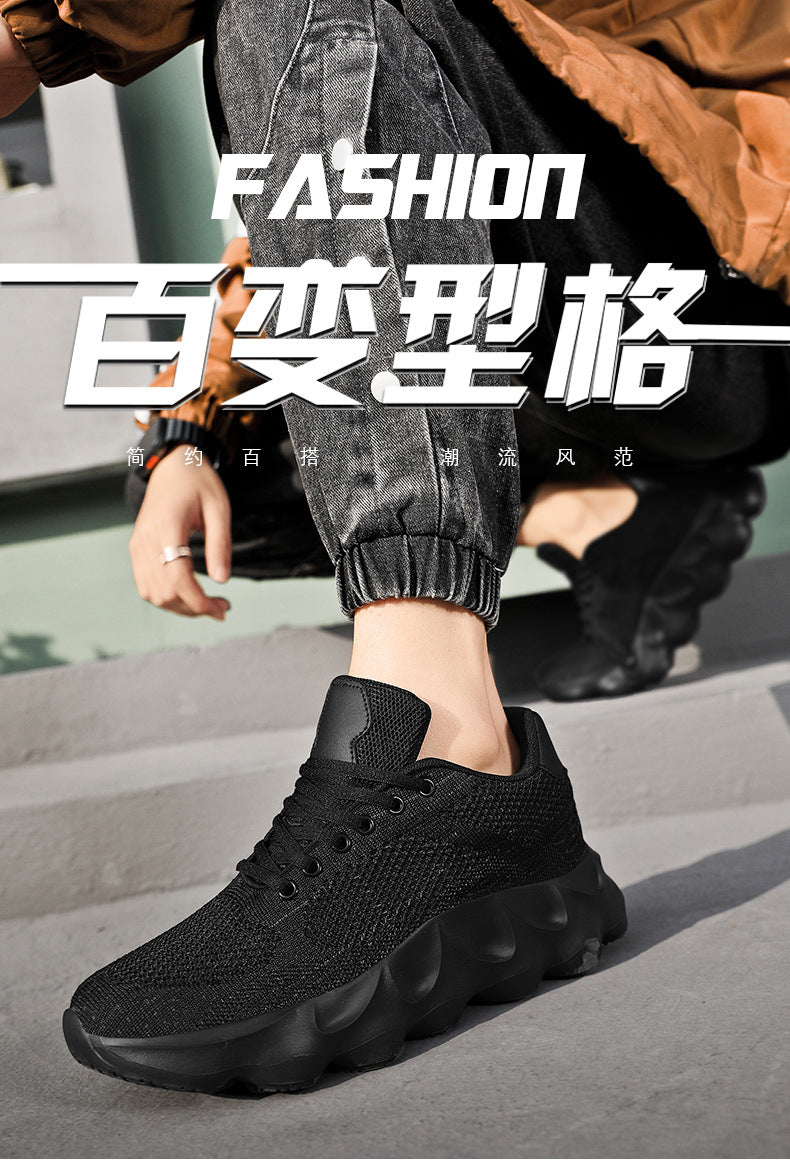 2025Autumn Large Size Men's Mesh Breathable Lightweight Height-Increasing Running Shoes Outdoor Hiking Casual Sports Shoes