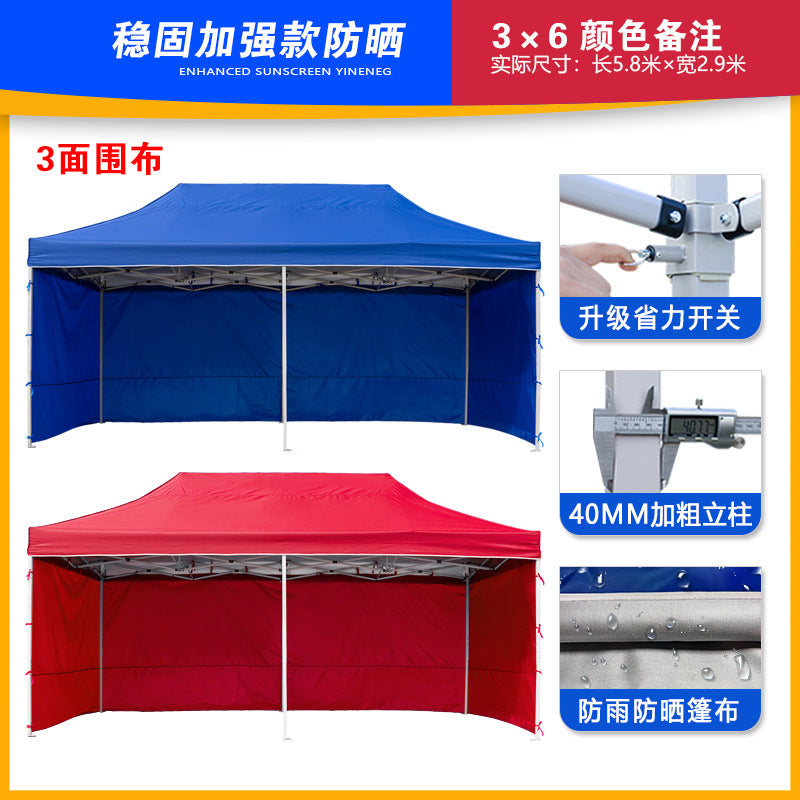 Four-corner Stall Tent Extra Thick Custom Advertising3x3Thickened Outdoor Commercial Exhibition Sunshade Folding Canopy