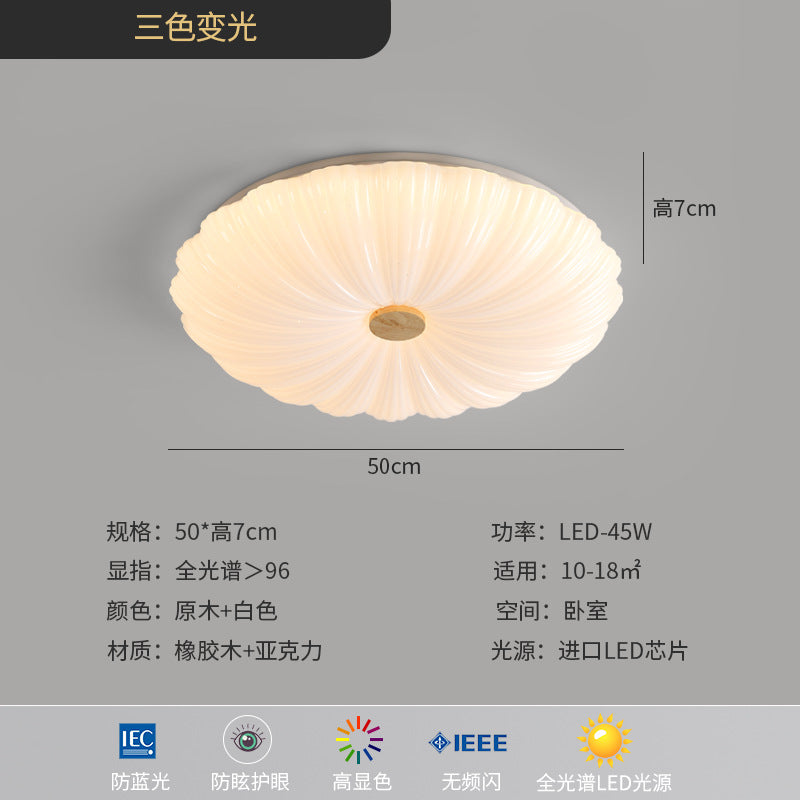 2025New Cream Style Bedroom Ceiling Light Eye Protection Full Spectrum Modern Minimalist Main Light Study Room Light