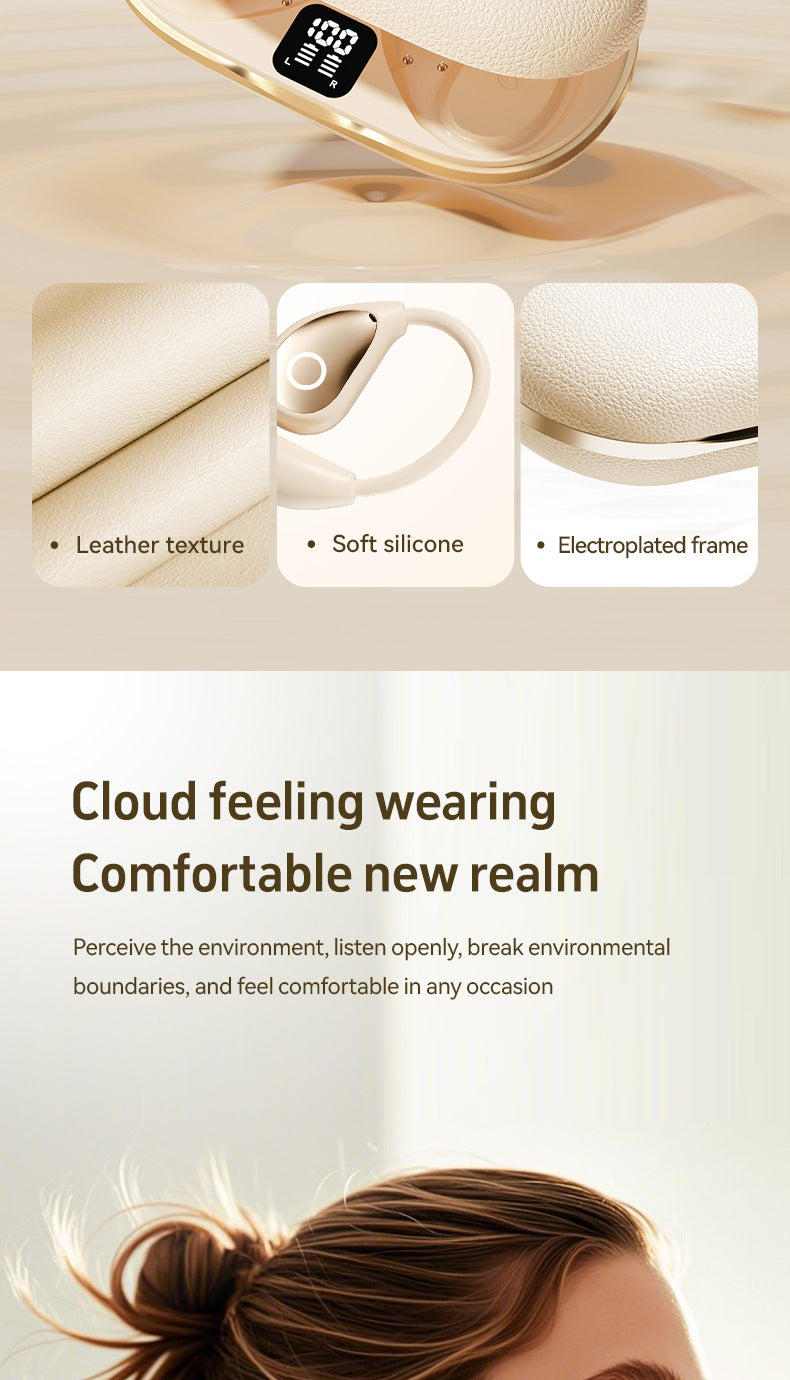 Popular M96Leather Texture Ear-Hook Bluetooth Earphones Ultra-Long Battery Life High-Value Private Model Wireless Bluetooth Earphones