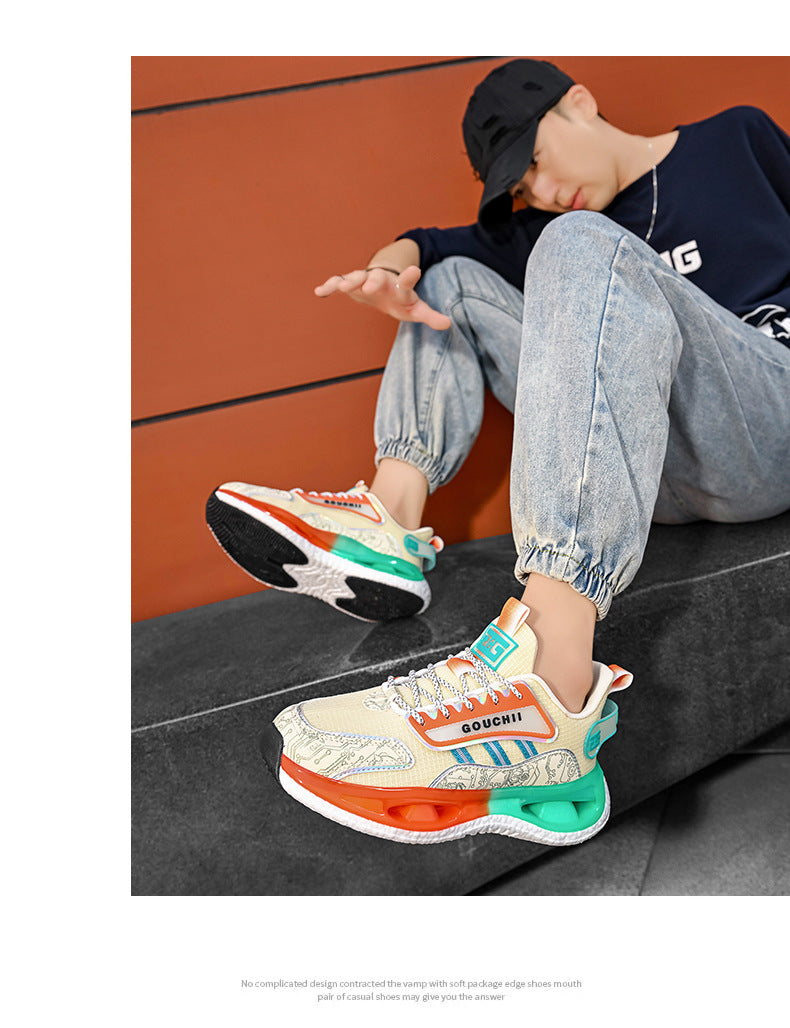 Autumn Hot-Selling Popcorn Rubber Non-Slip Wear-Resistant Sports Running Shoes Mesh Breathable Couple Trendy Casual Shoes