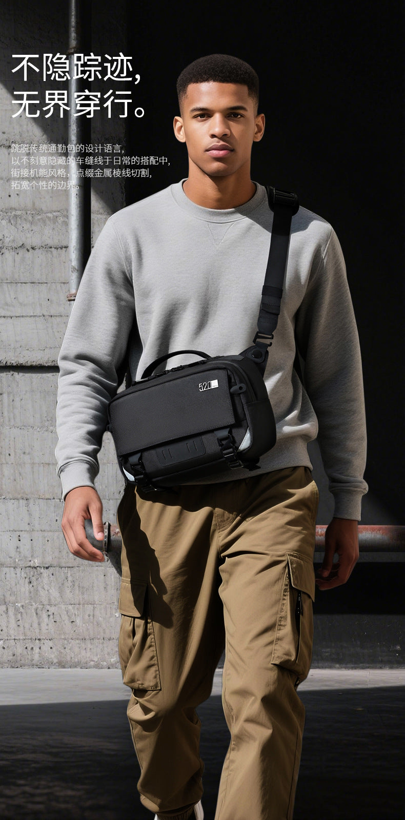 ozuko Men's Crossbody Bag Shoulder Bag Waterproof Large Capacity Outing Portable Bag High-end Multifunctional Trendy Brand