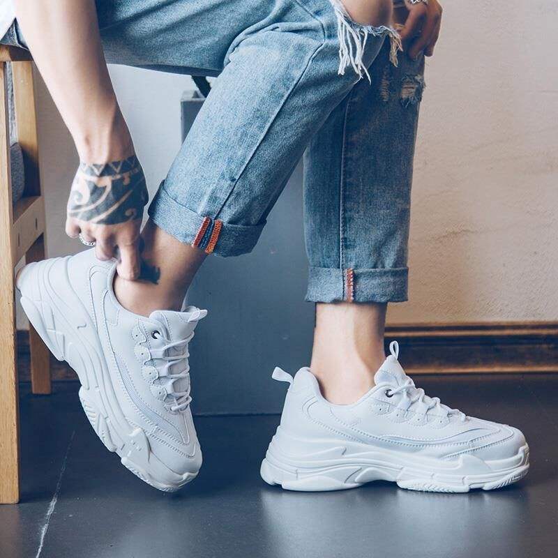ins Super Popular Shoes Trendy Shoes Summer Height-Increasing White Sneakers Korean Style Versatile White Sports Shoes Dad Shoes