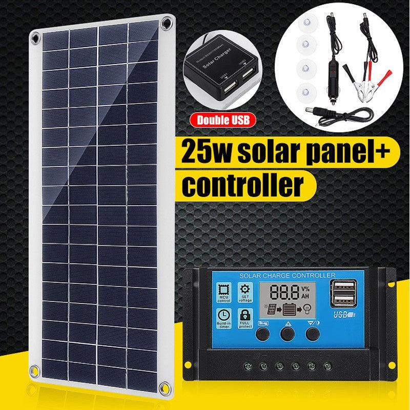25W Flexible Lightweight Portable Solar Charging Panel with Controller Solar Charger Solar Panel