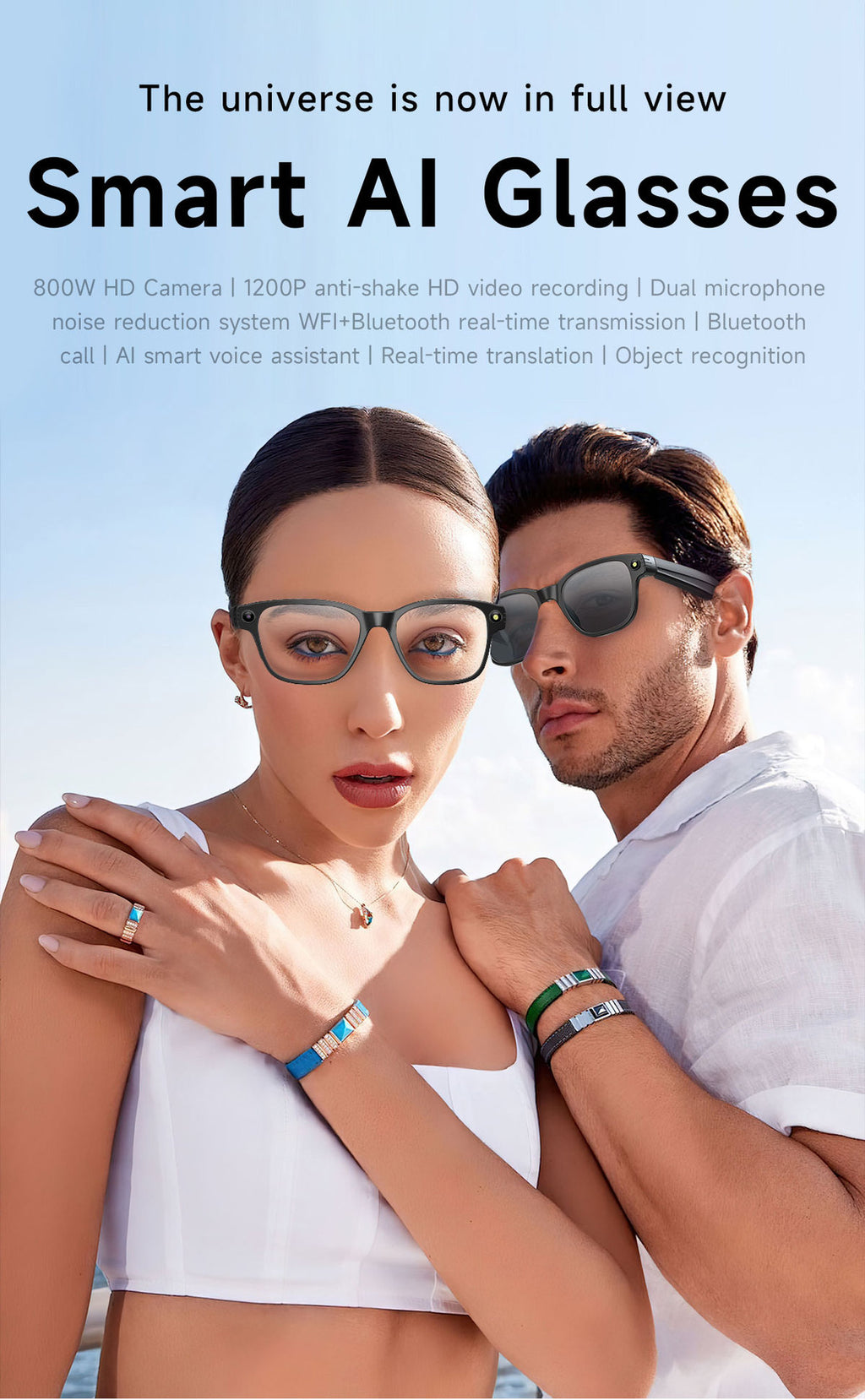 L801Smart Glasses800100 Megapixel Camera with Image Stabilization1200P Video Recording AI Simultaneous Translation Color Changing Sunglasses