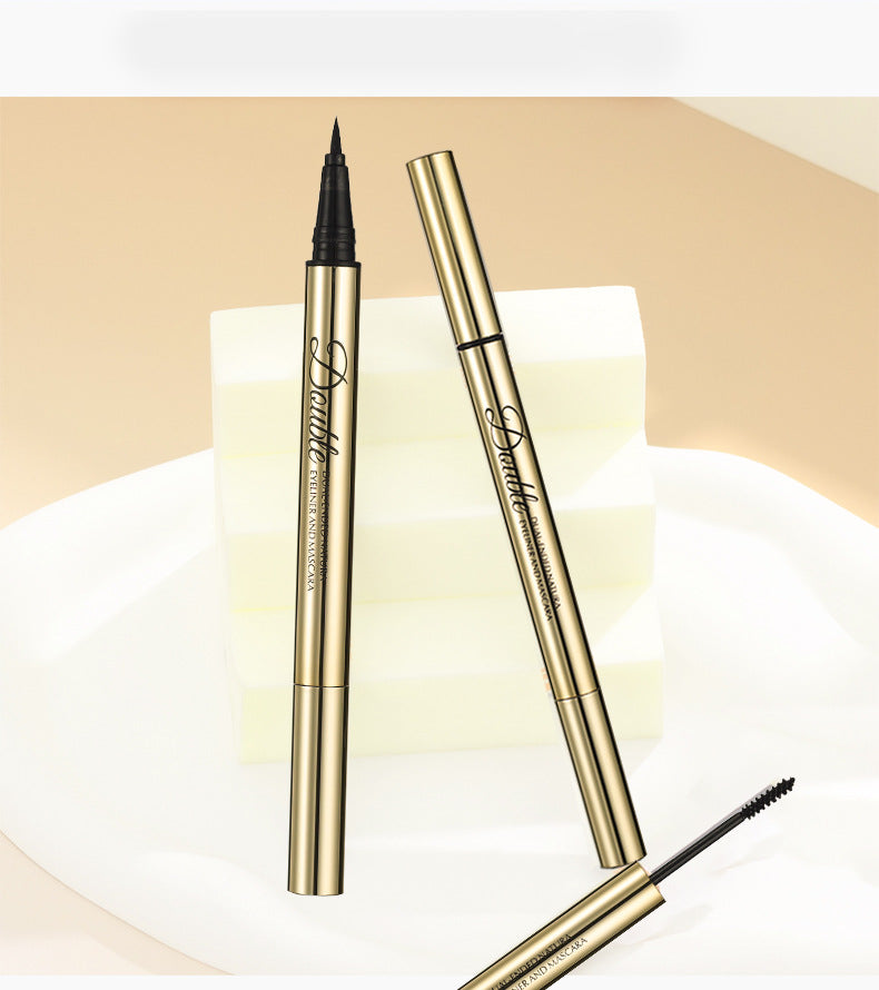 European Beauty Double-ended Natural Eyeliner+Curling Mascara Cream Two-in-One Quick-Drying Waterproof Non-Smudging
