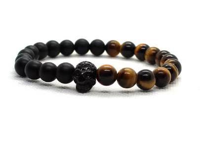 Tiger Eye Elastic Bracelet Adjustable Colorful Beaded Handmade Wrapped Bracelet Volcanic Double Row Woven Bracelet