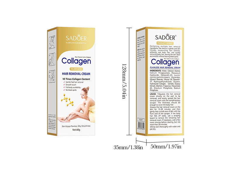 Full English Collagen Gentle Hair Removal Cream SADOER Skin-friendly Non-irritating Underarm Hair Removal Cream  Wholesale