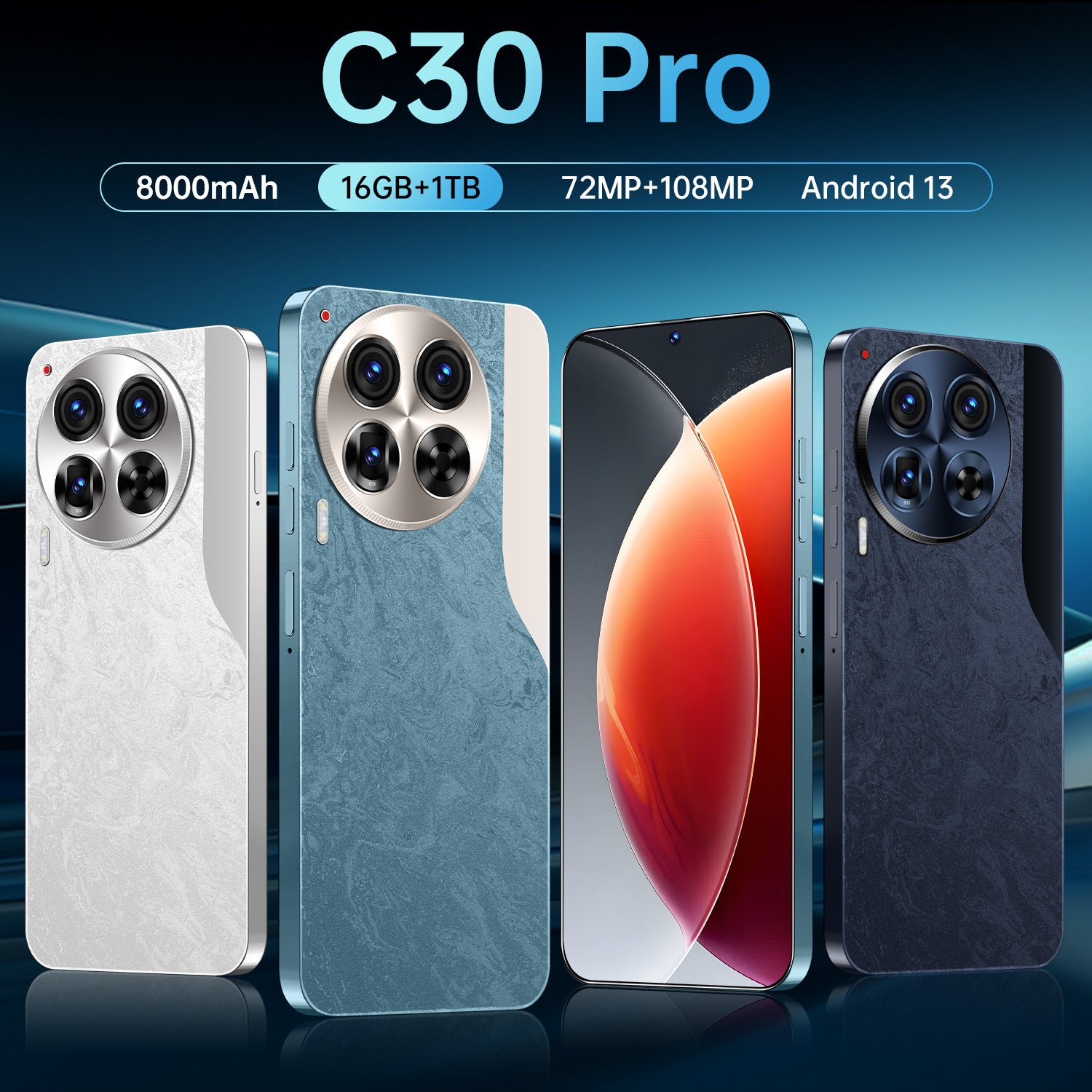 New model exclusive C30 Pro Original Smart5G Extra-large Screen Mobile Phone16+1T Overseas Version Direct Source Sale