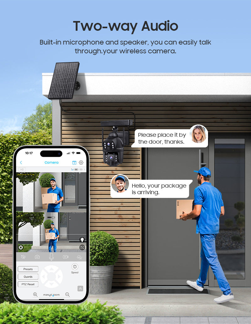 New Products from Manufacturers AOV Solar-powered Camera6MP High Definition Full Color Low Power Consumption4G Dual Camera Dual Screen