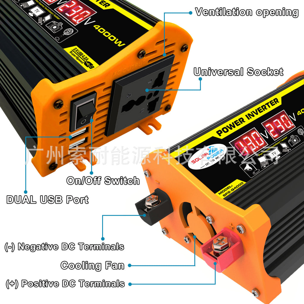 Vehicle Inverter12V Turn110V 220V 300W Voltage Display Outlet power inverter