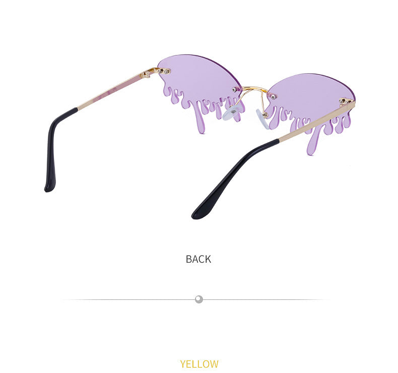 Christmas Costume Personality Tear Sunglasses for Women Metal Frameless Sunglasses Trendy European and American Party Funny Glasses