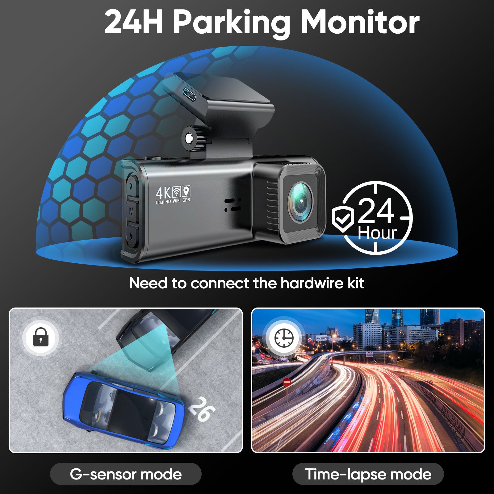 V56 3.18Inch Screen4K+1080P Driving Recorder REDTIGER F7N Optimized Driving Recorder wifi