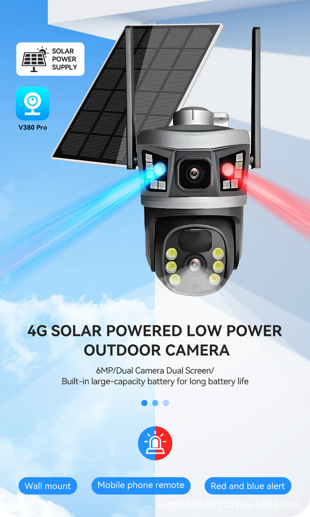 Factory direct sales V380PRO Binocular dual-screen solar-powered low-power outdoor4G Wireless Surveillance Camera