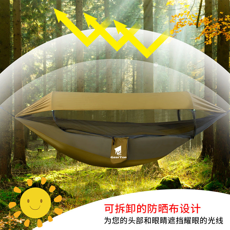 Outdoor Hammock Travel Gear Anti-Rollover Nylon Swing Mosquito Net Hammock Camping Sunshade