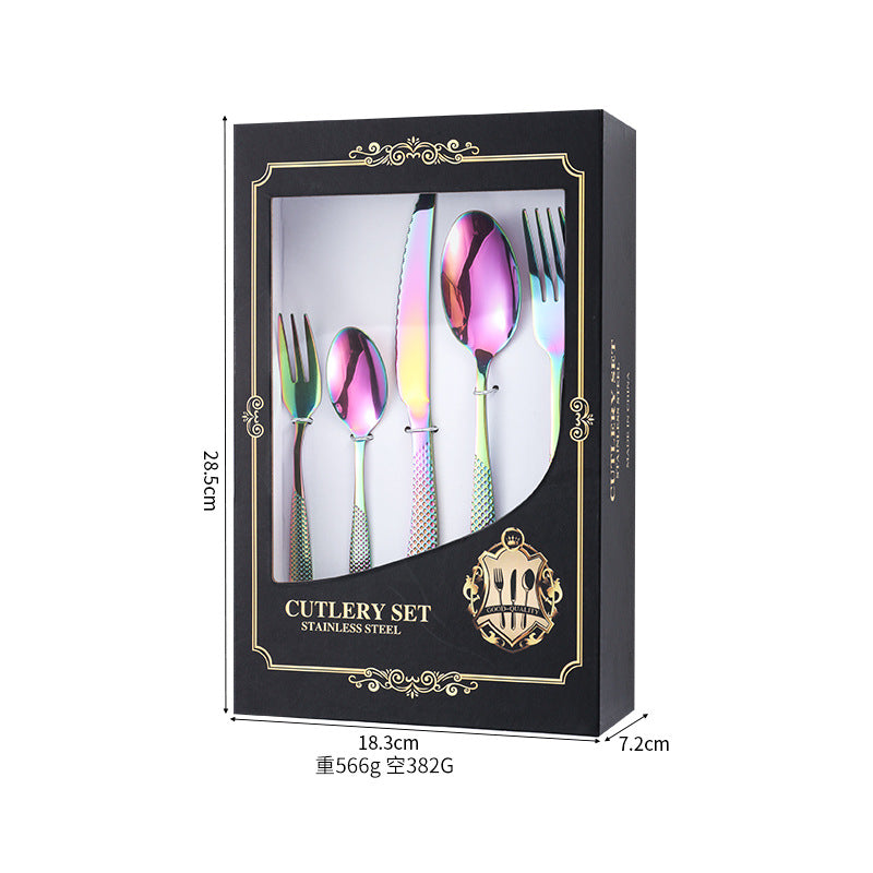 New Hot Selling Stainless Steel Star Diamond Tableware Knife, Fork and Spoon40Set20Set of Steak Knives and Forks