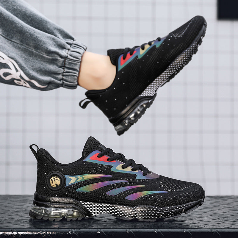 Men's Sports Casual Shoes Marathon Extra Large Size Cushion Shoes Flyknit Four Seasons Rubber Wear-resistant Non-slip Sports Shoes