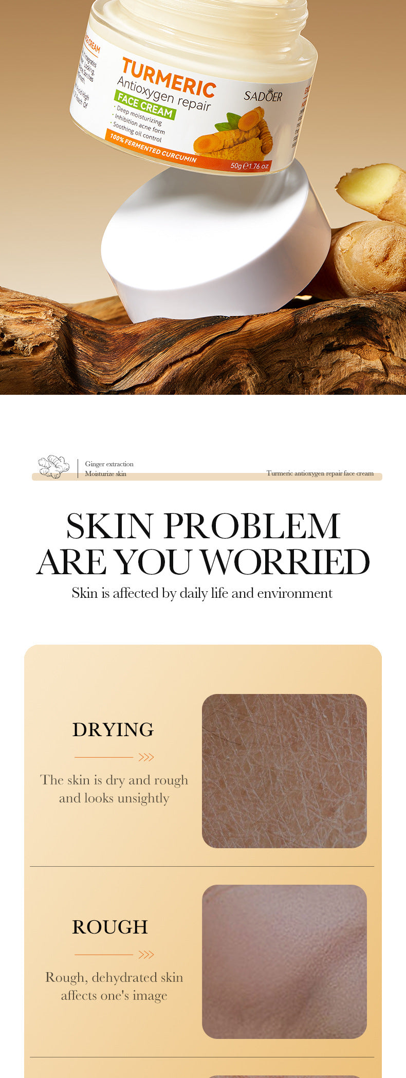 Full English Turmeric Skincare Set SADOER Cleansing, moisturizing, hydrating five-piece set for  foreign trade wholesale