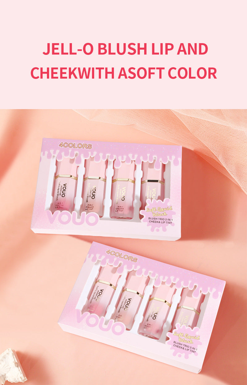 Liquid Lip Glaze Lipstick Face Lip Cheek Two-in-one Multi-functional Blush Four-piece Set Beauty Makeup