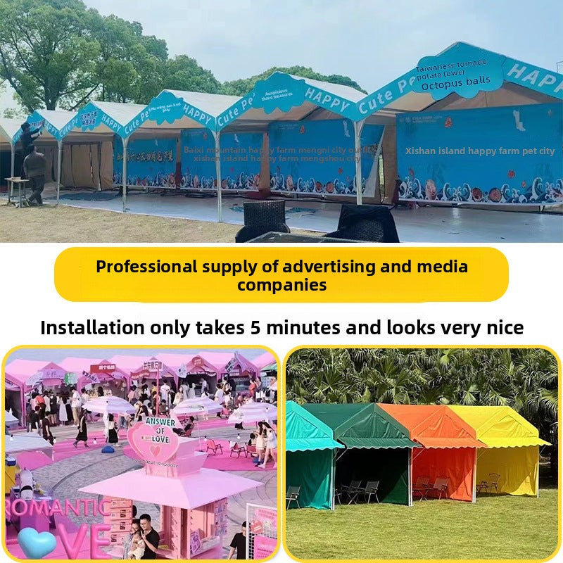 Customizable Advertising Internet Celebrity Tent for Night Market Stall Use, Four-Corner Rain Shelter, Sun Protection Car Tent, Outdoor Commercial Sunshade